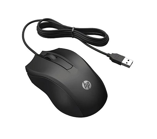 $ Mouse Com Fio Preto HP 100