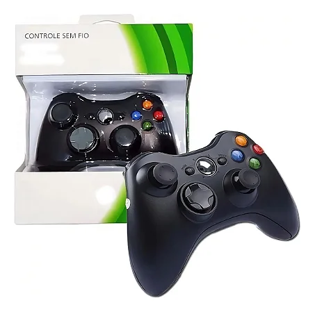# Controle Bluetooth Sem Fio Xbox 360 Preto Compatível PC – Genérico