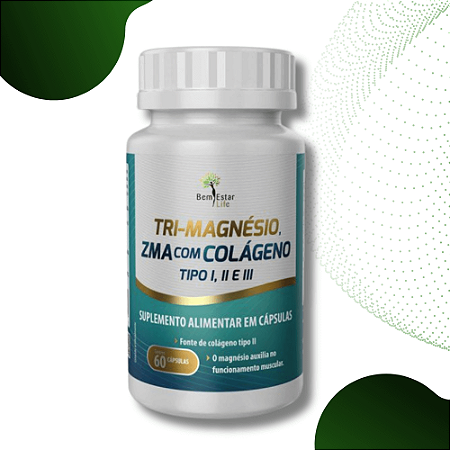 TRI-MAGNÉSIO + ZMA COM COLÁGENO 1, 2 e 3