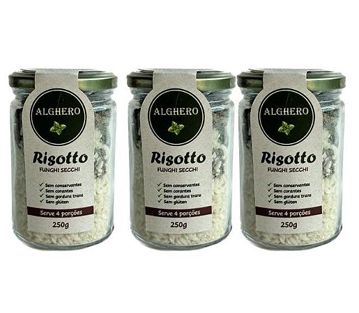 Kit com 3 Risottos de Funghi Secchi