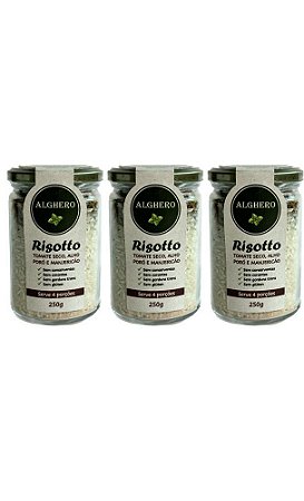 Kit com 3 Risottos de Tomate Seco, Manjericão e Alho Poró