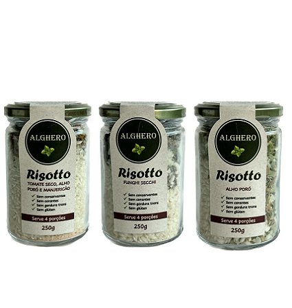 Kit com 3 Sabores de Risottos