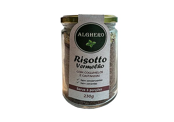Risotto Vermelho com cogumelos e castanhas
