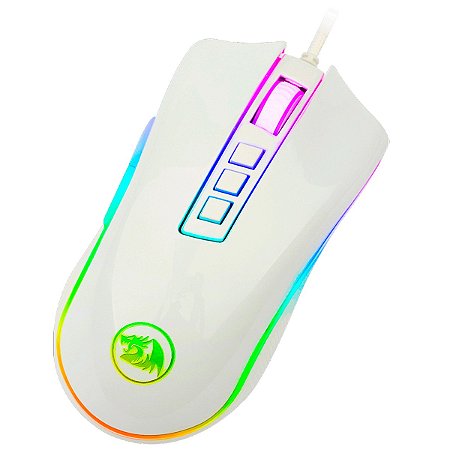 Redragon - Mouse Gamer Cobra Lunar White RGB 12400 DPI 1000Hz 8 Botões USB (M711W-V2)