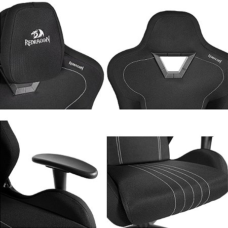 Redragon - Cadeira Gamer HETH com Encosto de Cabela e Lombar - Preto (C313-B) - CarbonTech