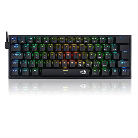 Teclado Mecânico Gamer Redragon FIZZ Rgb TKL 60% Preto - Switch Azul (K617-RGB-B)