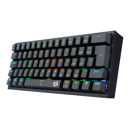 Redragon - Teclado Mecânico Gamer FIZZ Rgb TKL 60% Preto - Switch Vermelho (K617-RGB-B)