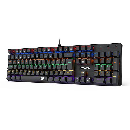 Redragon - Teclado Mecânico VALHEIM Rainbow Preto - Switch Blue (K608-R)