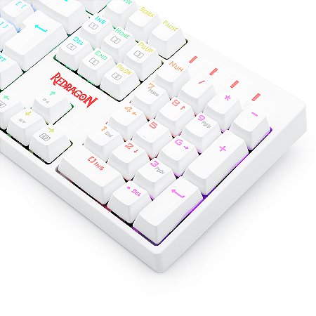 Redragon - Teclado Óptico Gamer SURARA PRO Rgb Branco - Switch Vermelho (K582W-RGB-PRO)