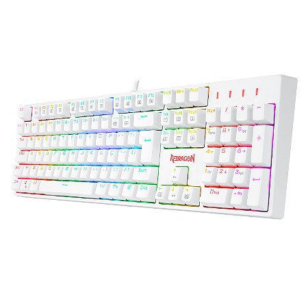 Redragon - Teclado Óptico Gamer SURARA PRO Rgb Branco - Switch Marrom (K852W-RGB-PRO)