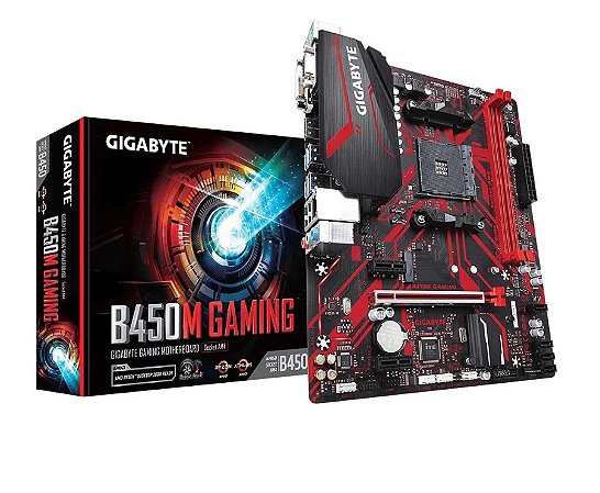 Placa Mãe Gigabyte B450 M GAMING, AM4, DDR4, Sata, M.2, HDMI/VGA/DVI-D (rev 1.2)