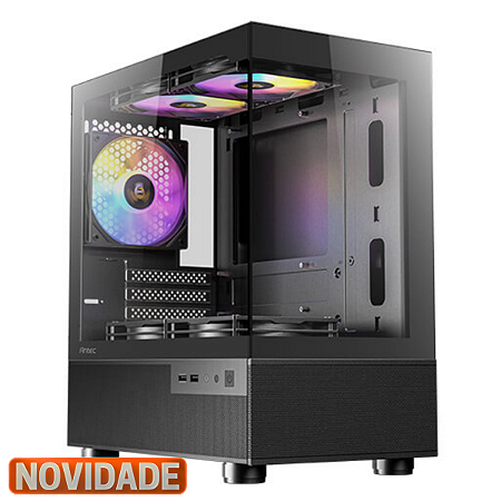 Gabinete Gamer Antec CX200m com 3 Fans A-Rgb Lateral em Vidro Micro Atx Preto