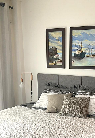 Cabeceira Estofada Casal 6 Blocos Não é Segredo Linho Cinza 140x60