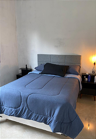 Cabeceira Estofada Queen 6 Blocos Não é Segredo Linho Cinza Claro 160x60