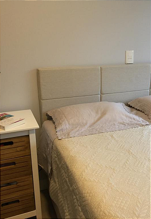 Cabeceira Estofada Queen 6 Blocos Não é Segredo Linho Cru 160x60