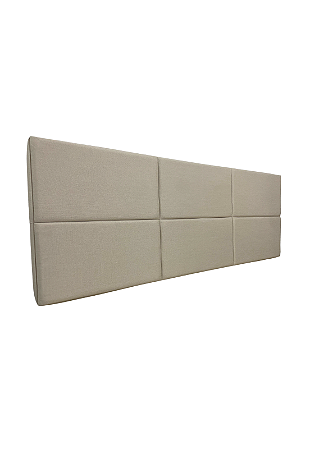 Cabeceira Estofada Casal 6 Blocos Não é Segredo Linho Cru Mesclado 140x60