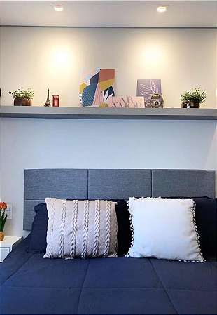 Cabeceira Estofada Casal 6 Blocos Não é Segredo Veludo Austin Cinza 140x60