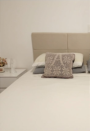 Cabeceira Estofada Casal 6 Blocos Não é Segredo Veludo Bege 140x60