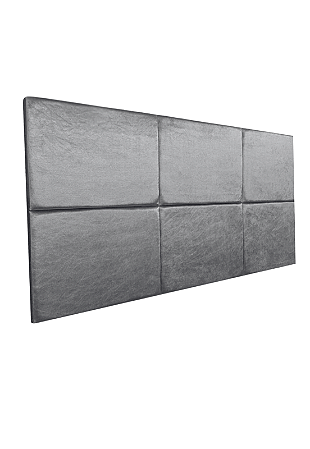 Cabeceira Estofada King 6 Blocos Não é Segredo Veludo Cristal Cinza 195x60