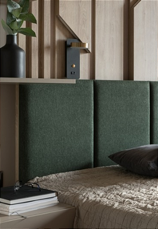 Cabeceira Estofada Queen 8 Blocos Não é Segredo Suede Liso Verde 160x60