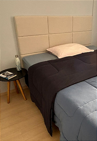 Cabeceira Estofada Casal 9 Blocos Não é Segredo Linho Cru 140x90