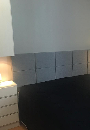 Cabeceira Estofada Queen 10 Blocos Não é Segredo Linho Cinza Vazado 160x60