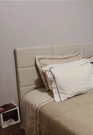 Cabeceira Estofada Queen 12 Blocos Não é Segredo Linho Cru 160x90