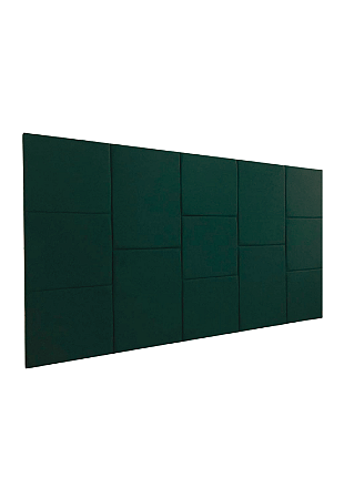Cabeceira Estofada Queen 13 Blocos Não é Segredo Suede Liso Verde 160x60
