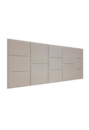 Cabeceira Estofada Casal 13 Blocos Não é Segredo Suede Amassado Bege Claro 140x60