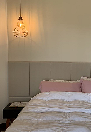 Cabeceira Estofada Casal 7 Blocos Não é Segredo Linho Cru Mesclado 140x120