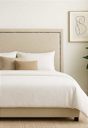 Cabeceira Estofada King Tacha U Não é Segredo Linho Cru 195x120
