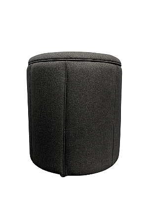 Puff Redondo Baú Não é Segredo Debrum Linho Chumbo 40x45 NS0604