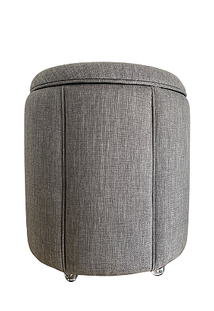 Puff Redondo Baú Não é Segredo Debrum Linho Cinza 40x45 NS0606