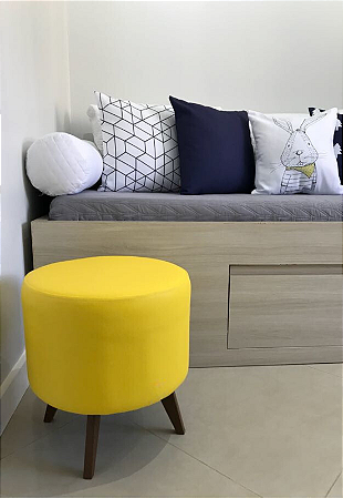 Puff Pé Palito Redondo Não é Segredo Courvin Amarelo 40x45