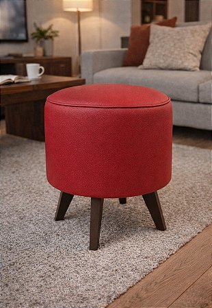 Puff Pé Palito Redondo Não é Segredo Courvin Vermelho 40x45