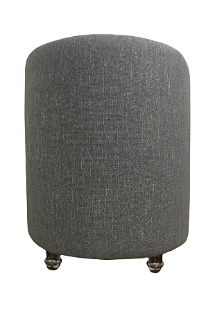 Puff Redondo Não é Segredo Linho Cinza Vazado Rodinha 40x45 NSPR03L-R