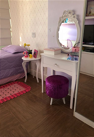 Puff Pé Palito Redondo Não é Segredo Astracan Pelúcia Roxo 40x45