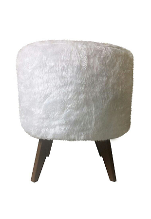 Puff Pé Palito Redondo Não é Segredo Astracan Pelúcia Branco Pés Marrom 40x45