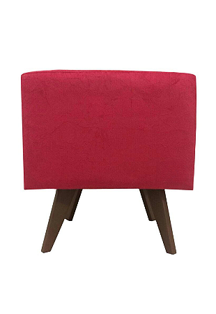 Puff Pé Palito Quadrado Não é Segredo Suede Liso Vermelho 40x45