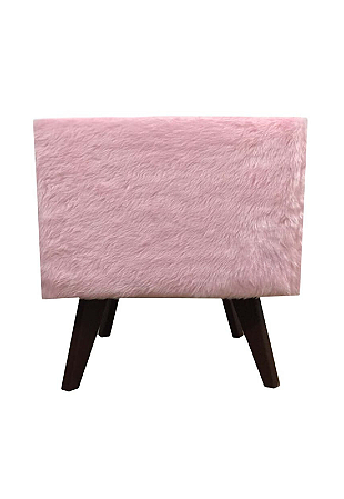 Puff Pé Palito Quadrado Não é Segredo Astracan Pelúcia Rosa Pés Marrom 40x45