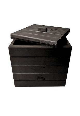 Baú Madeira Rústico Não é Segredo Preto Rodinha 40x44