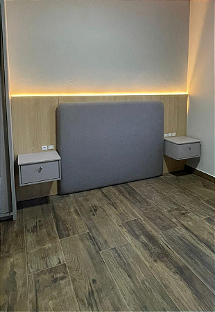 Cabeceira Estofada Casal Orgânica Não é Segredo Linho Cinza 140x120
