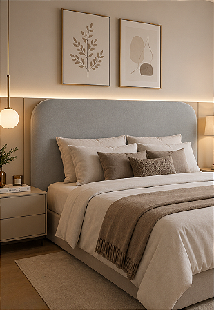 Cabeceira Estofada King Orgânica Não é Segredo Suede Animale Cinza 195x60
