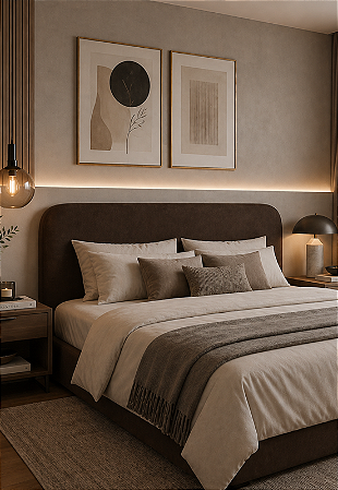 Cabeceira Estofada King Orgânica Não é Segredo Suede Amassado Marrom Escuro 195x60
