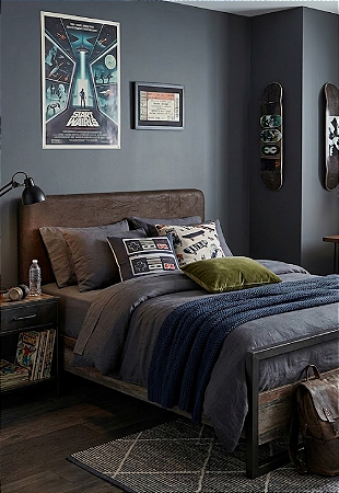 Cabeceira Estofada Queen Orgânica Não é Segredo Suede Amassado Marrom Escuro 160x120