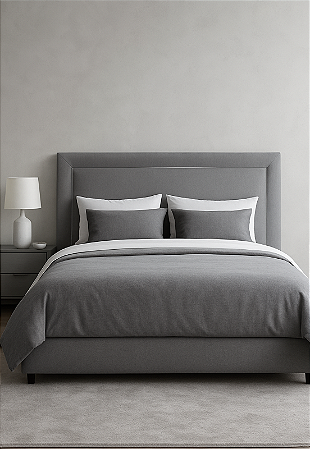 Cabeceira Estofada Casal Debrum Não é Segredo Linho Cinza 140x120