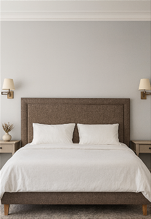Cabeceira Estofada Queen Debrum Não é Segredo Linho Marrom 160x120