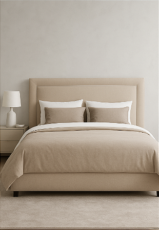 Cabeceira Estofada Casal Debrum Não é Segredo Linho Cru 140x120