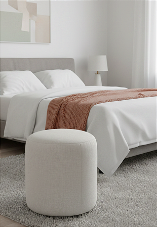 Puff Redondo Não é Segredo Linho Cru Rodinha 40x45 NSPR10L-R