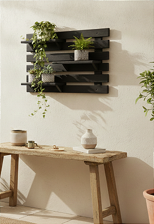 Floreira Madeira Rústica Não é Segredo Preto 90x54